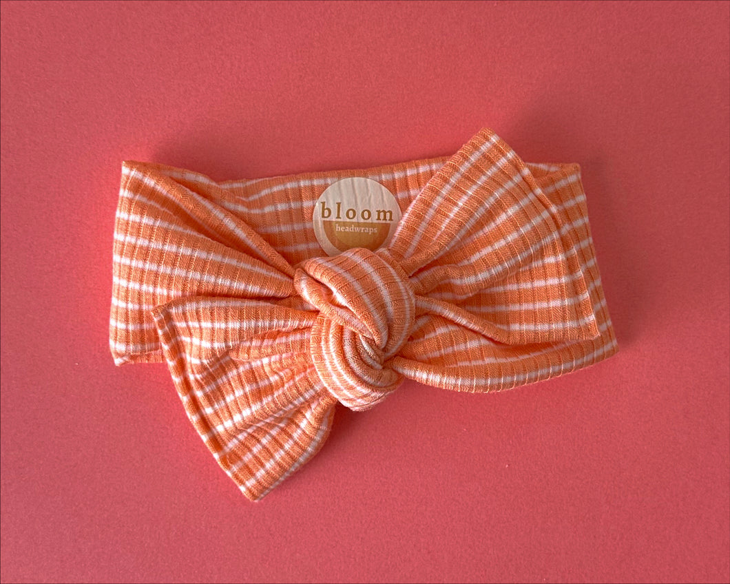 Peach Mini Stripe Tie On Headwrap