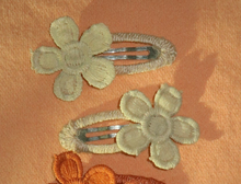mint embroidered daisy hair clips for toddler baby girl