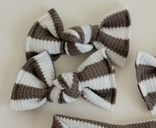 mushroom waffle stripe bloomclips or nylon headband bow for baby girl