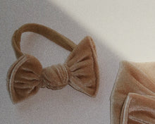 nylon velvet ivory neutral headband bow