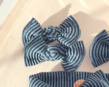 ocean blue wavy ribbed bloom clips toddler hair clips