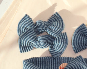ocean blue wavy ribbed bloom clips toddler hair clips