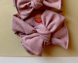 oversized baby bow dusty lavender ribbed headwrap