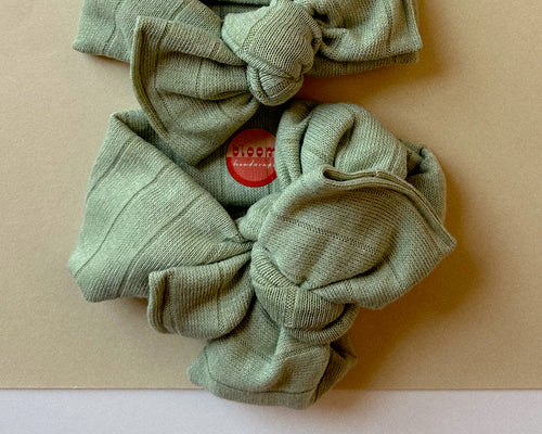 oversized baby bow mint wide ribbed headband for newborn girl