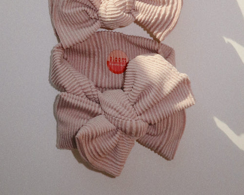 oversized bow headwrap baby girl beige ribbed