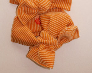 oversized bow tangerine wavy ribbed tie on headwrap baby girl