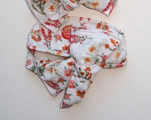 tie on headwrap wildflower print ribbed bow for baby girl