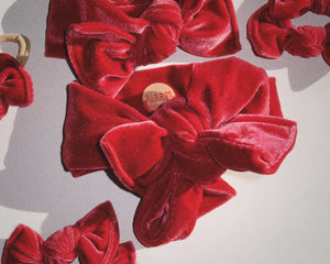 oversized sugarplum pink velvet tie on headwrap bow for baby girl