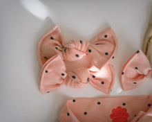 polka dots toddler piggy set navy and peach for baby girl 
