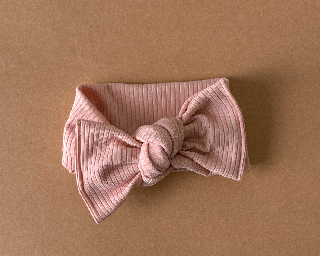 Blush Ribbed Tie On Headwrap