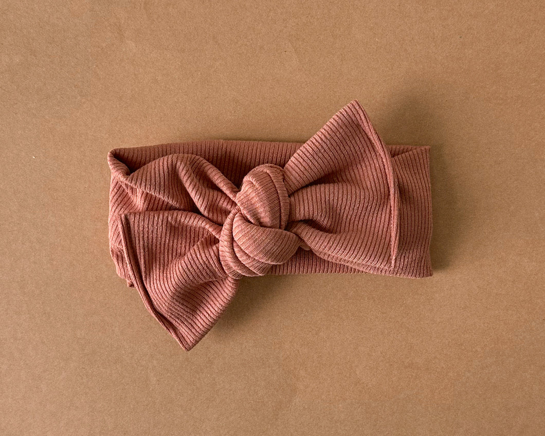 Dusty Pink Mini Ribbed Tie On Headwrap