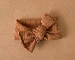 Caramel Wide Ribbed Tie On Headwrap