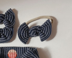 Navy Wavy Ribbed BloomCLIPS or Nylon Headband