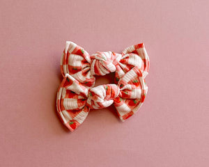 *RESTOCK* Strawberry Check BloomCLIPS or Nylon Headband