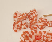 Orange Wavy Checker BloomCLIPS or Nylon Headband
