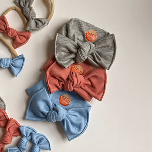 Mini Ribbed Bundle Headwraps - Heather Grey, Clay and Electric Blue