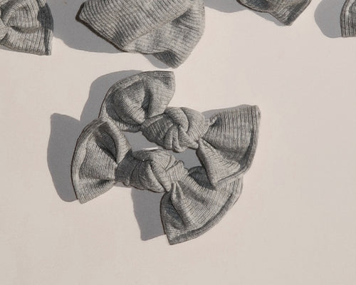 Gray Mini Ribbed BloomCLIPS or Nylon Headband