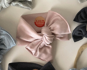 Blush Mini Ribbed Tie On Headwrap