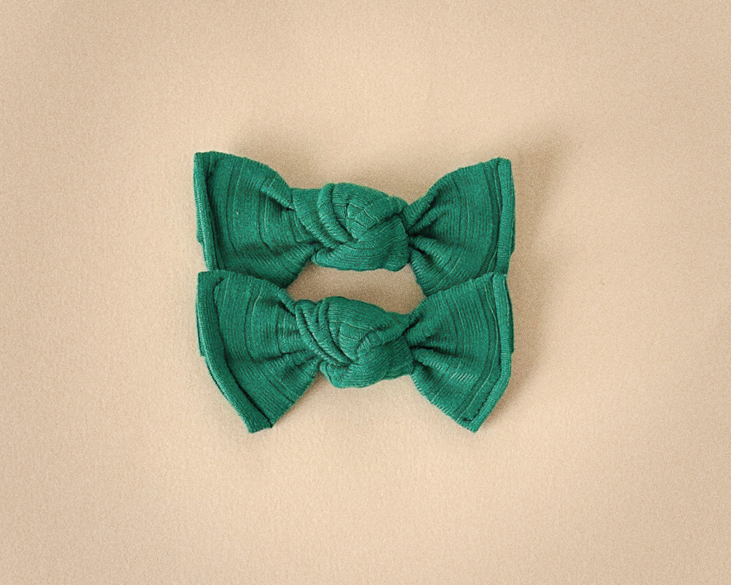 Jade Green Ribbed BloomCLIPS set of 2