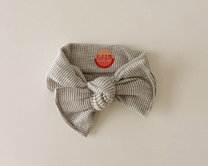 stone ribbed neutral bow headwrap