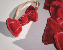 sugarplums pink velvet nylon headband bow for baby girls