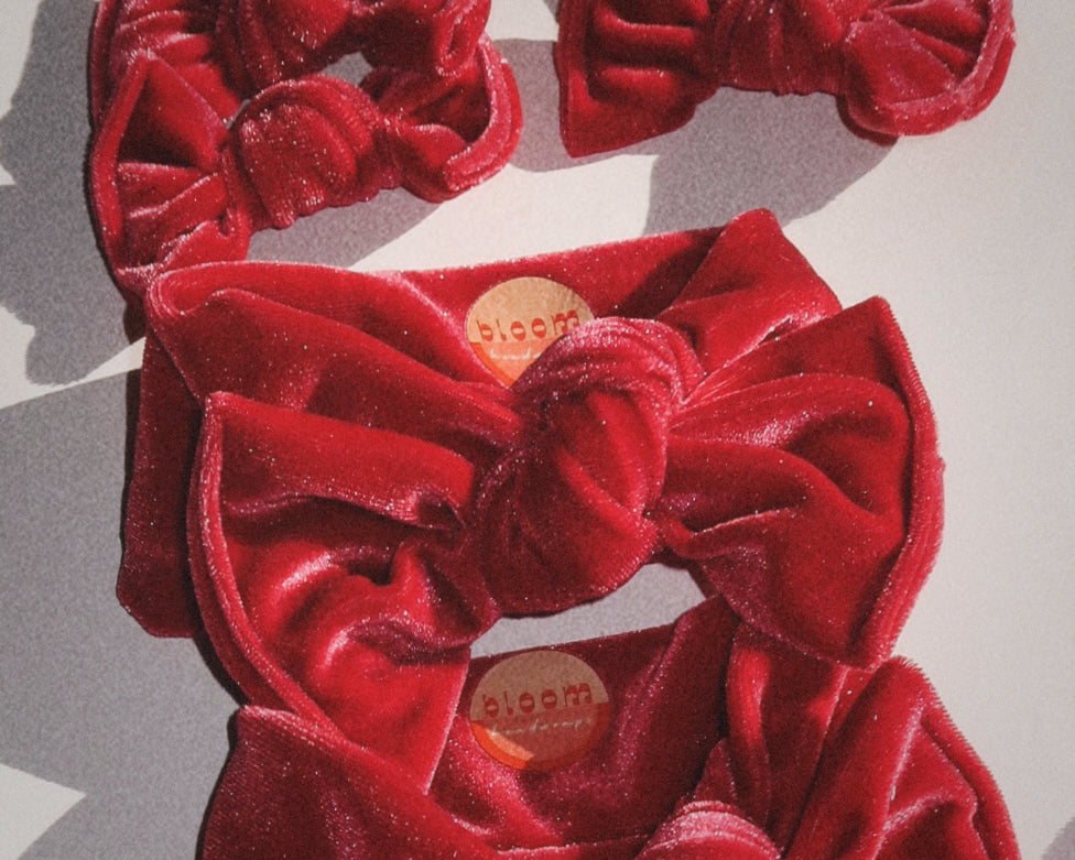 sugarplums velvet pink tie on headwrap bow for baby girl