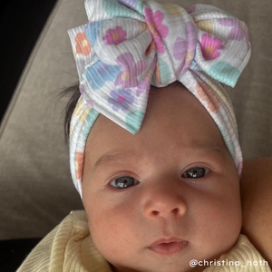 *RESTOCK* Oversized Bow Pastel Daisy Tie On Headwrap