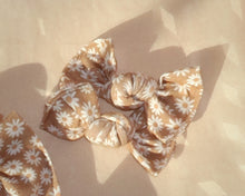 tan camel daisy bloom clips or nylon headband bow baby girl bow