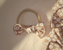 tan camel daisynylon headband bow baby girl