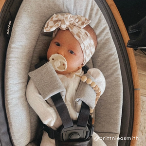 tan checker baby bow headband