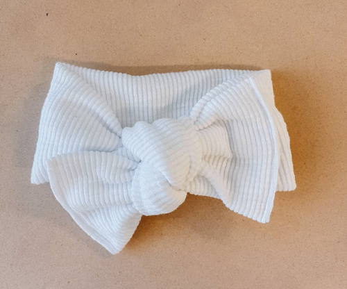 *RESTOCK* White Ribbed Tie On Headwrap