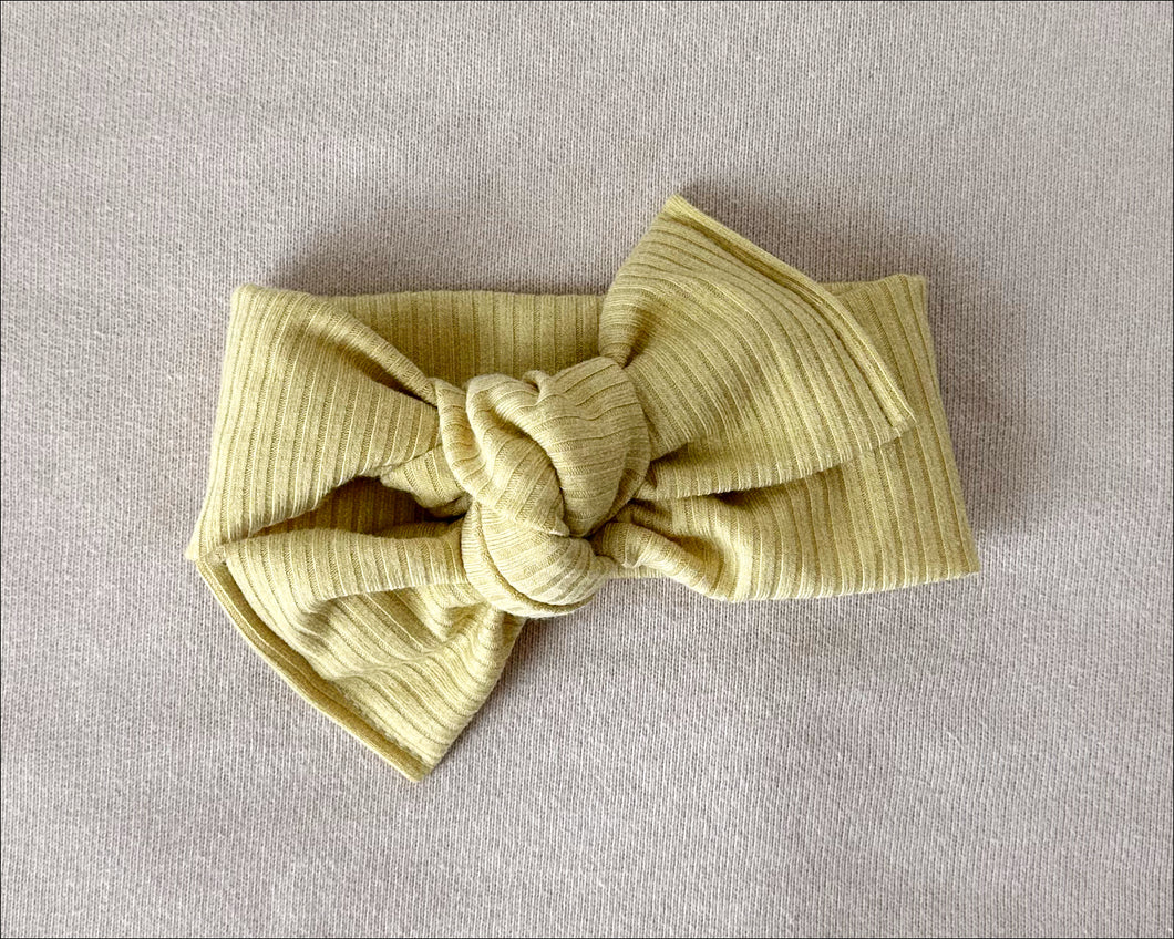 Muted Yellow Ribbed Tie On Headwrap
