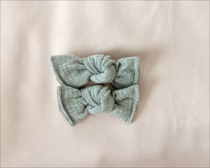 Heather Gray Ribbed BloomCLIPS set of 2