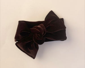 Dark Chocolate Velvet Tie On Headwrap