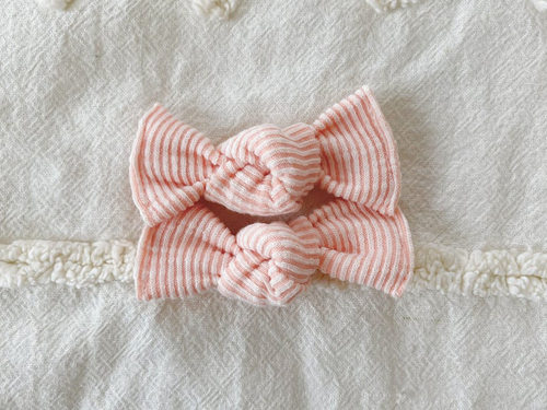 blush ribbed bloom clips bows for toddler girls