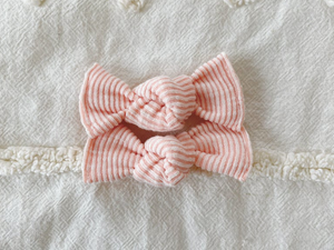 blush ribbed bloom clips bows for toddler girls