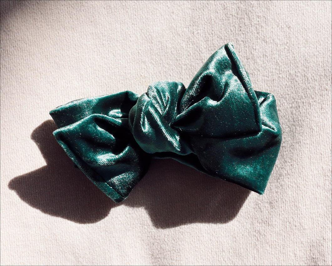 Forest Green Crushed Velvet Tie On Headwraps