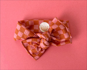 Bloom Mini Check Tie On Headwrap