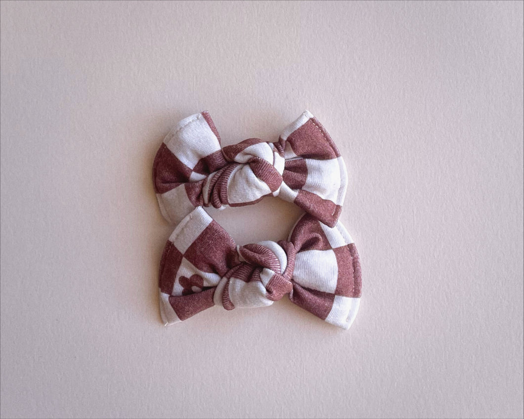 Chocolate Brown Checker BloomCLIPS set of 2